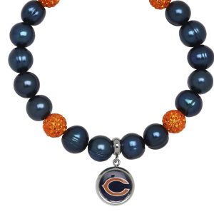 Chicago Bears elastisches Armband mit Perlen und Kristallen in Blau – 7732433256508