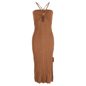 Cult Gaia Elfreda Strickkleid aus brauner Baumwolle