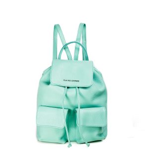 Rucksack aus genarbtem Leder in Hellgrün