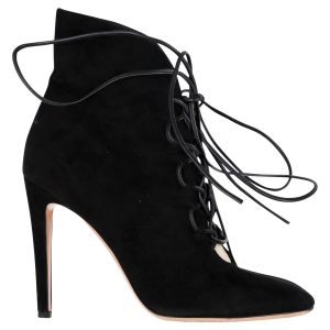 Gianvito Rossi Schnürstiefel mit Absatz aus schwarzem Veloursleder