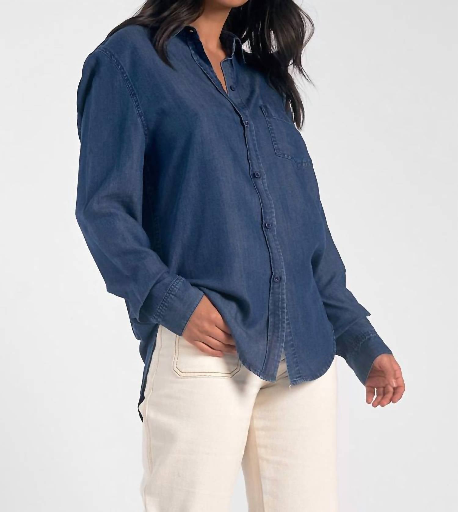 Klassisches Denim-Hemd mit Knopfleiste – Blau
