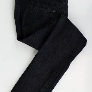 Schwarze Biker-Jeans aus Baumwoll-Denim