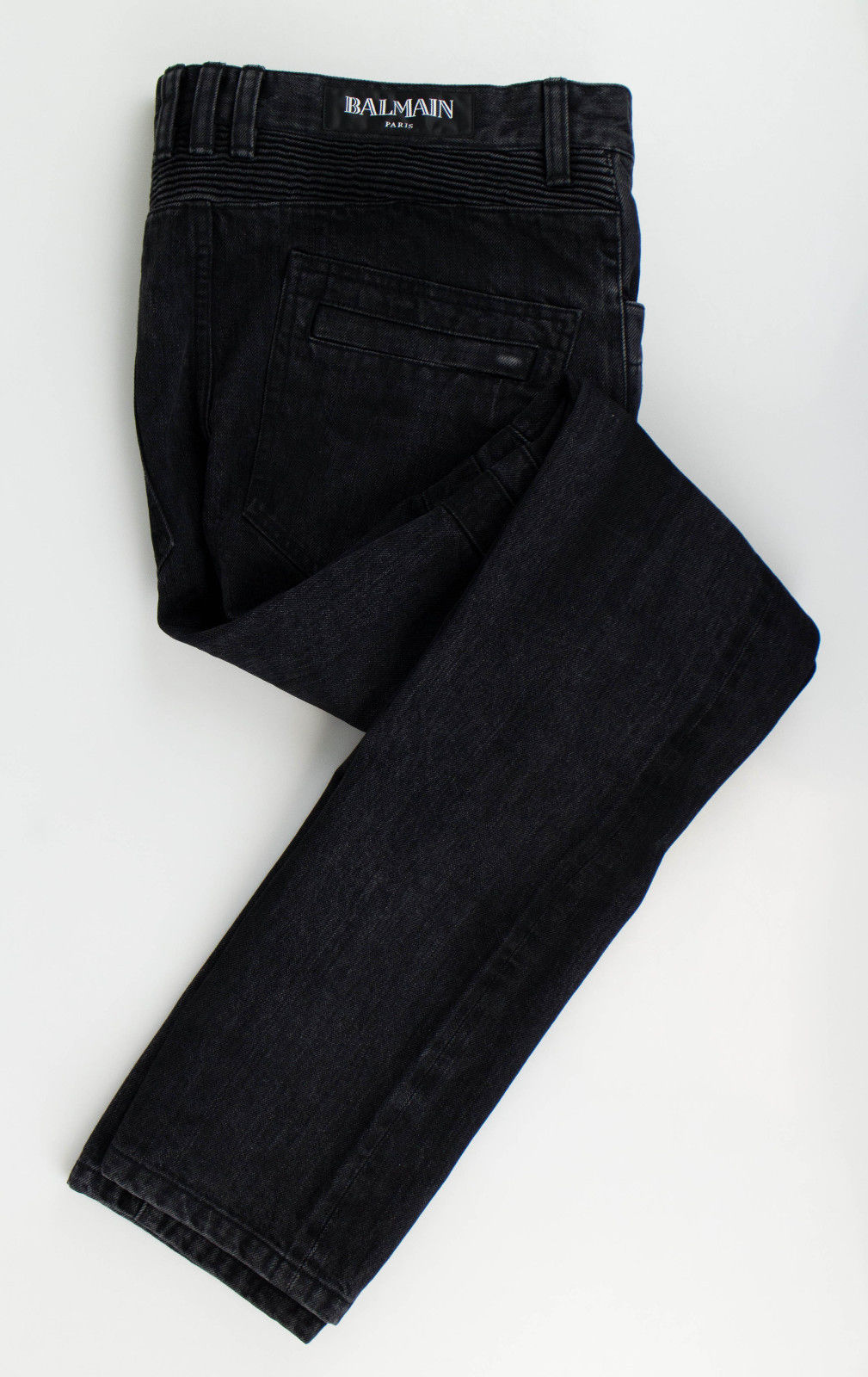 Schwarze Biker-Jeans aus Baumwoll-Denim