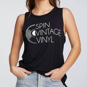Spin Vintage Vinyl Muscle-Tanktop – True Black
