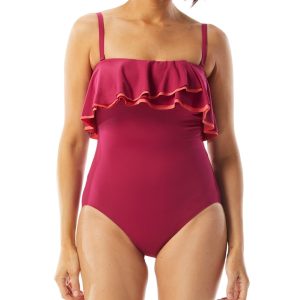 Coco Contours Agate Bandeau-Badeanzug mit Rüschen