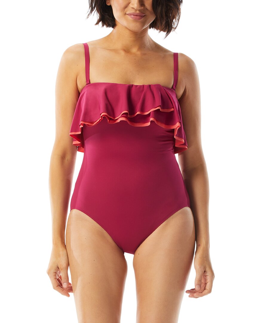 Coco Contours Agate Bandeau-Badeanzug mit Rüschen