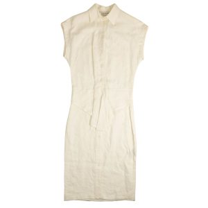 Hemdkleid – Knopfleiste, ärmellos, Weiß