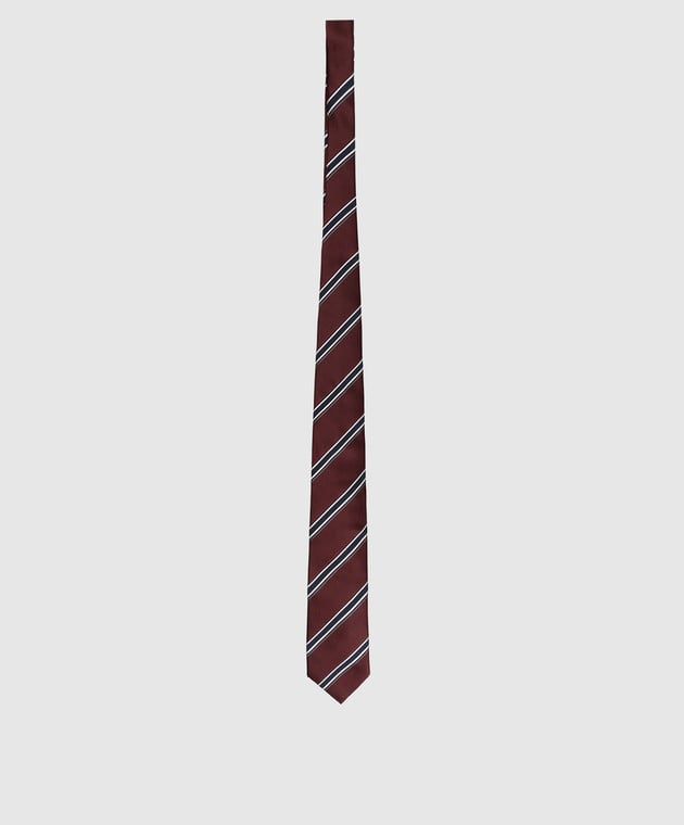 Brunello Cucinelli Herren-Krawatte mit diagonalem Streifenprint in Bordeaux