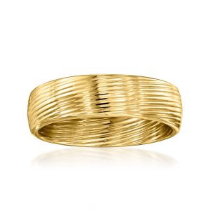 Ross-Simons italienischer gerippter Ring aus 14-karätigem Gelbgold