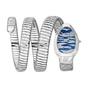 Just Cavalli Signature Snake Damenuhr mit blauem Zifferblatt