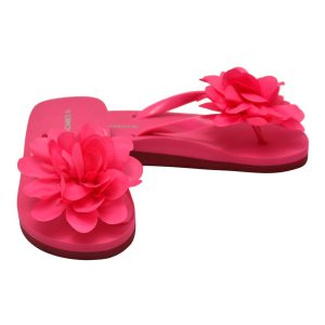 Fuchsiafarbene Mädchen-Zehentrenner mit Organza-Blume, Kindergrößen 11–4