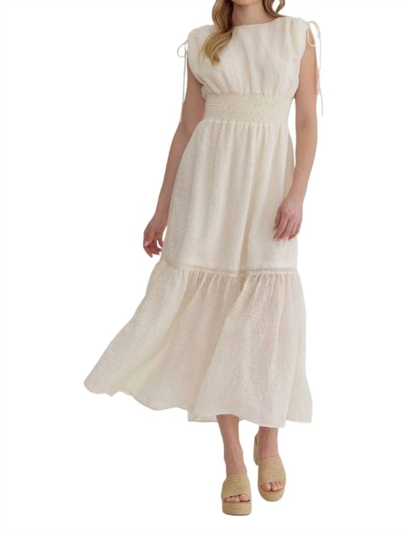 Midikleid – strukturiert, Elfenbein