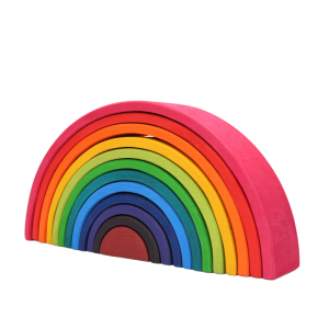 12 große Holz-Regenbogen-Stapelbausteine in Grundfarben