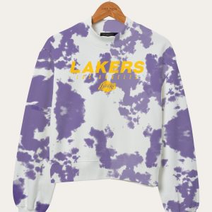 NBA Los Angeles Lakers Damen-Fleeceoberteil mit Stehkragen und Batikmuster