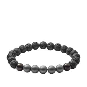 Armband aus Lava, Hämatit und Metall