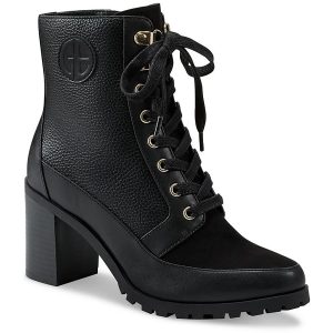 Keegann Stiefel – Kunstleder, spitze Zehenpartie, Schnürung, Combat-Stil