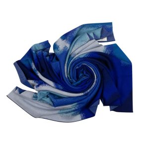 Schal – Jacquard, Wolle, Blau