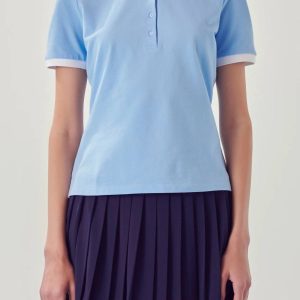 Unifarbenes Sportswear-Strickpoloshirt – Blau – 7733844475964