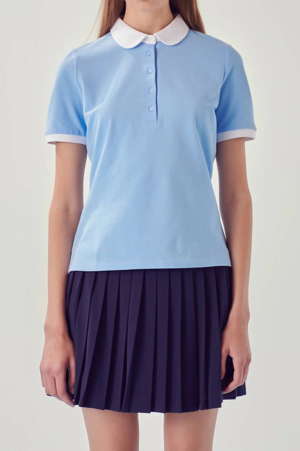 Unifarbenes Sportswear-Strickpoloshirt – Blau – 7733844475964