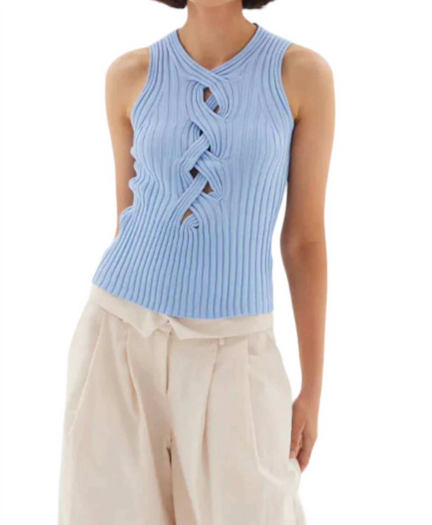 Trägertop mit Schnürung in Serene Blue – 7732430438460