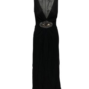 Jenny Packham verziertes Abendkleid aus schwarzer Seide – 7748643094588