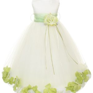 Elfenbeinfarbenes Junior-Brautjungfernkleid mit Schärpe und Blütenblättern für ältere Mädchen in großen Größen, Größen 16,5–20,5