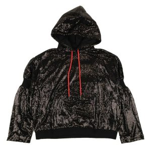 Hoodie Pullover – Pailletten, Schwarz
