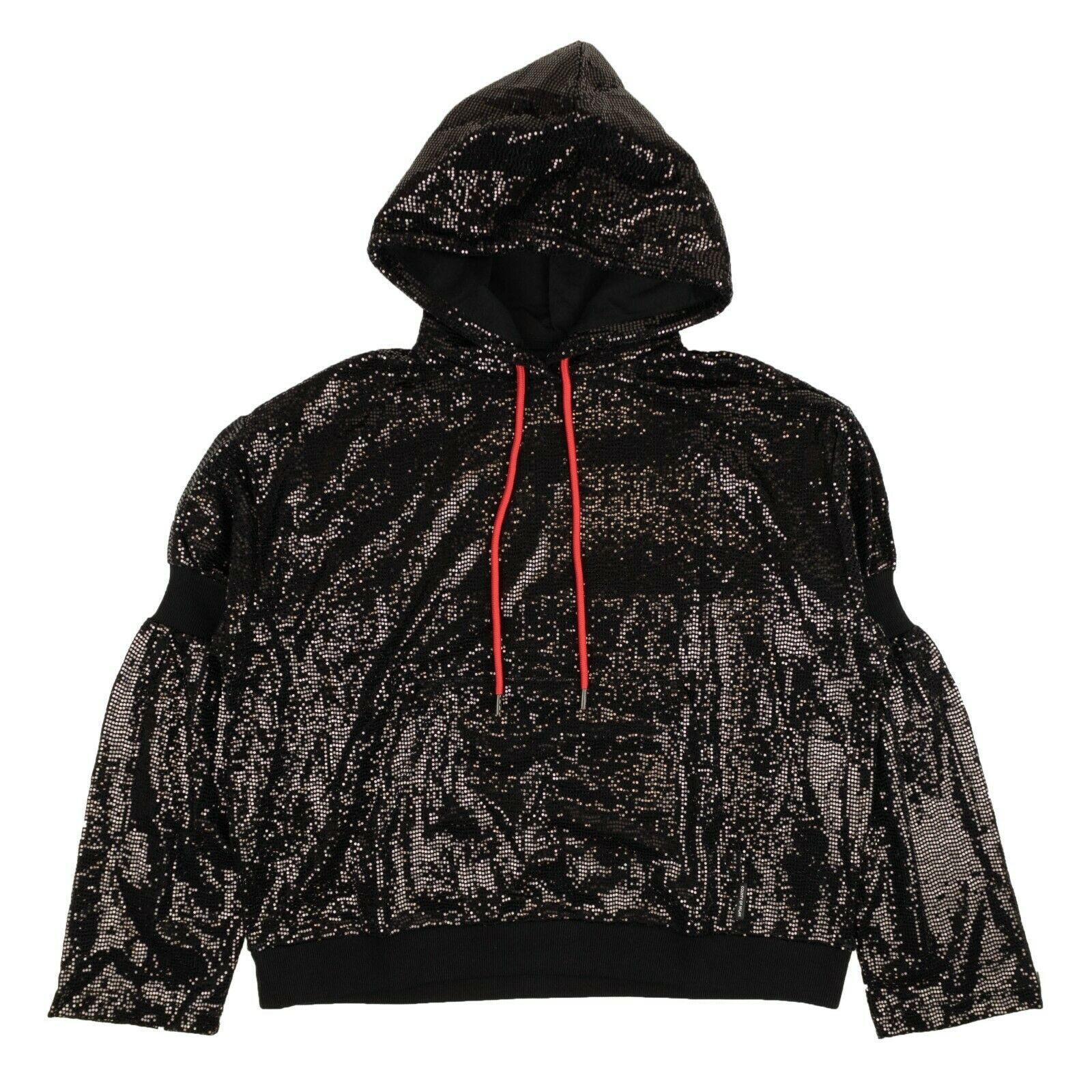 Hoodie Pullover – Pailletten, Schwarz