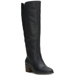 Cashlin kniehohe Stiefel – runde Zehenpartie, Leder