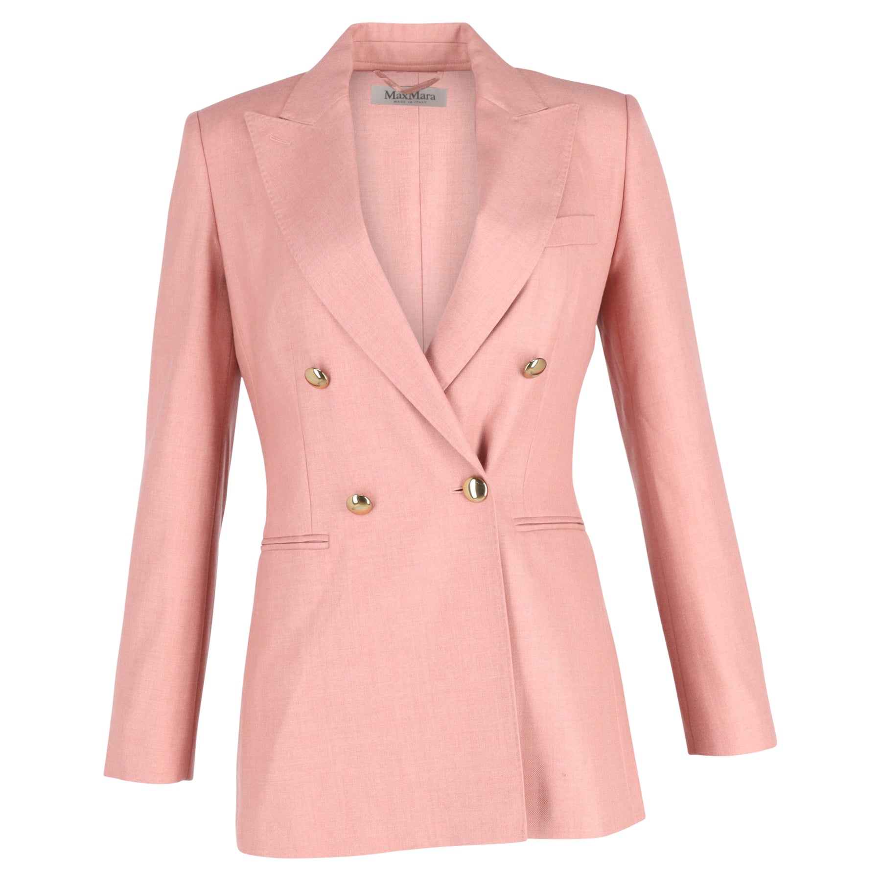 Max Mara Lamine zweireihiger Blazer aus Seidenmischungs-Twill – Pastellrosa