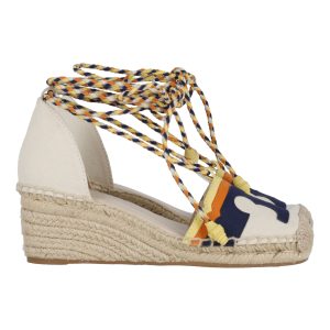 Tory Burch Laguna 60 Espadrilles aus mehrfarbigem Canvas mit Keilabsatz
