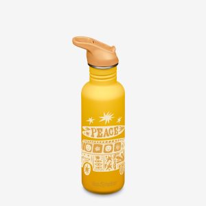 Klean Kanteen Classic Trinkflasche mit Flip Seal Sportverschluss im Design Hippie Bus, 27 oz