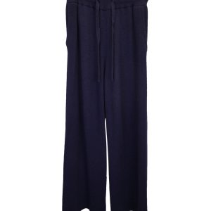 Nanushka Oni Rippstrickhose aus marineblauer Wolle mit geradem Bein – 7748654202940