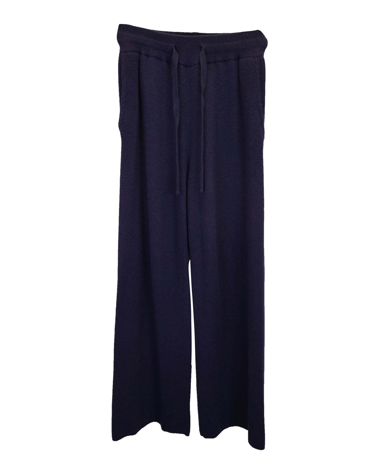 Nanushka Oni Rippstrickhose aus marineblauer Wolle mit geradem Bein – 7748654202940