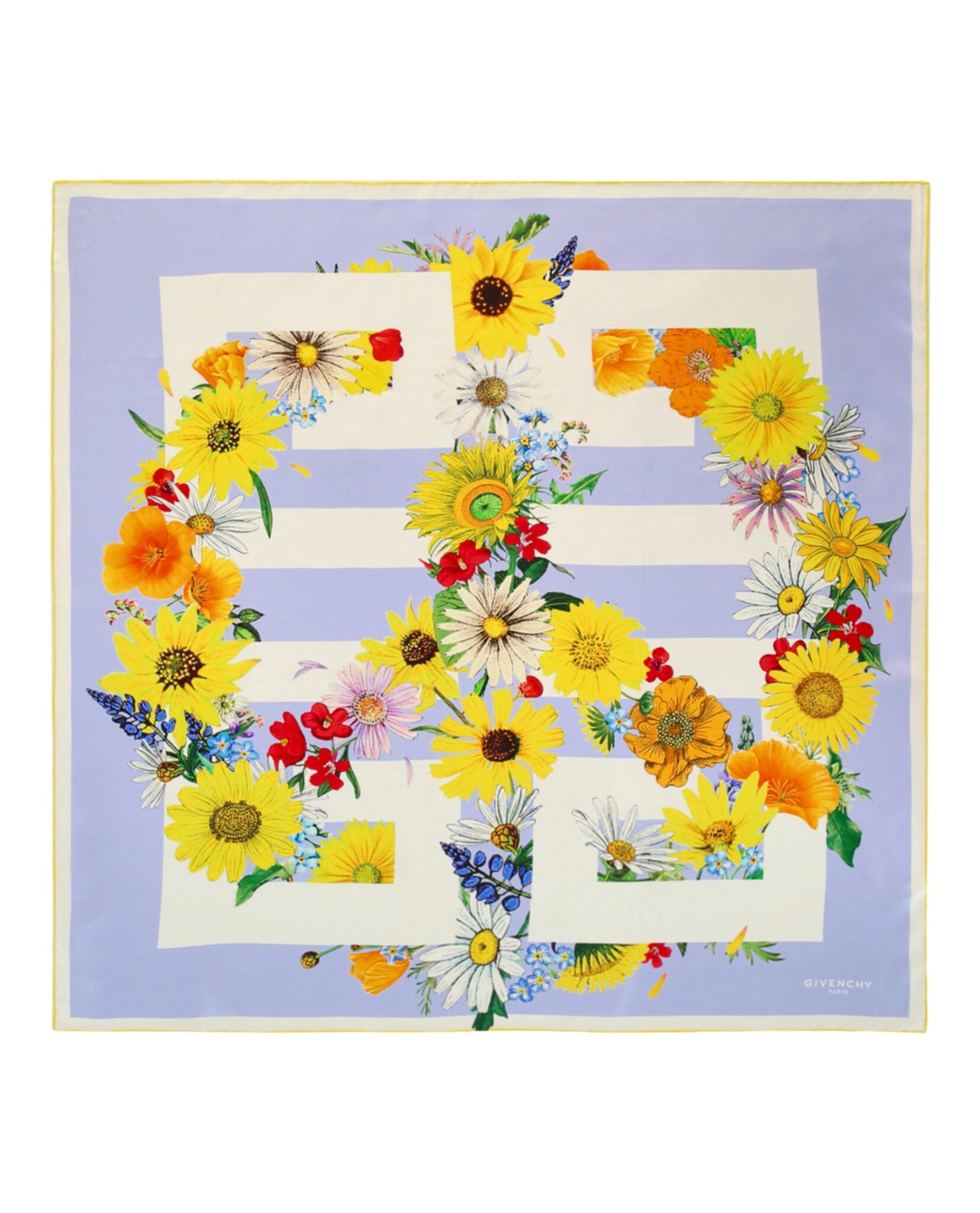 Schal – 4G, Blumenmuster, Seide