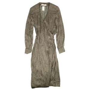 Mehrfarbiges langärmeliges Wickelkleid