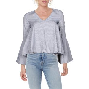 Bluse – gestreift, V-Ausschnitt