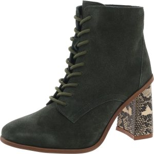 Edda Stiefel – Velourslederimitat, Schnürung, Combat-Stil