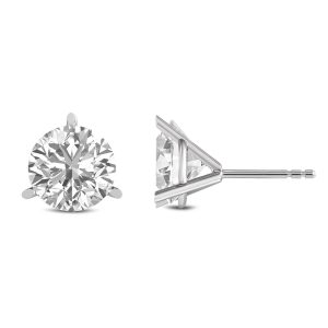 Diana M Lab 1.50ct TW 14KT Ohrring – Martini-Ohrstecker mit drei Krappen, Weißgold