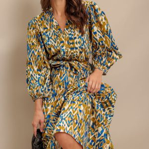TERRA VISION gewebtes Midikleid