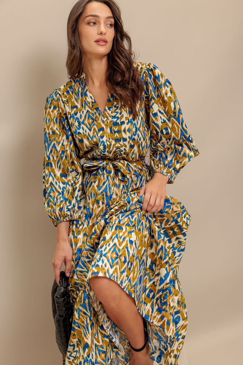 TERRA VISION gewebtes Midikleid