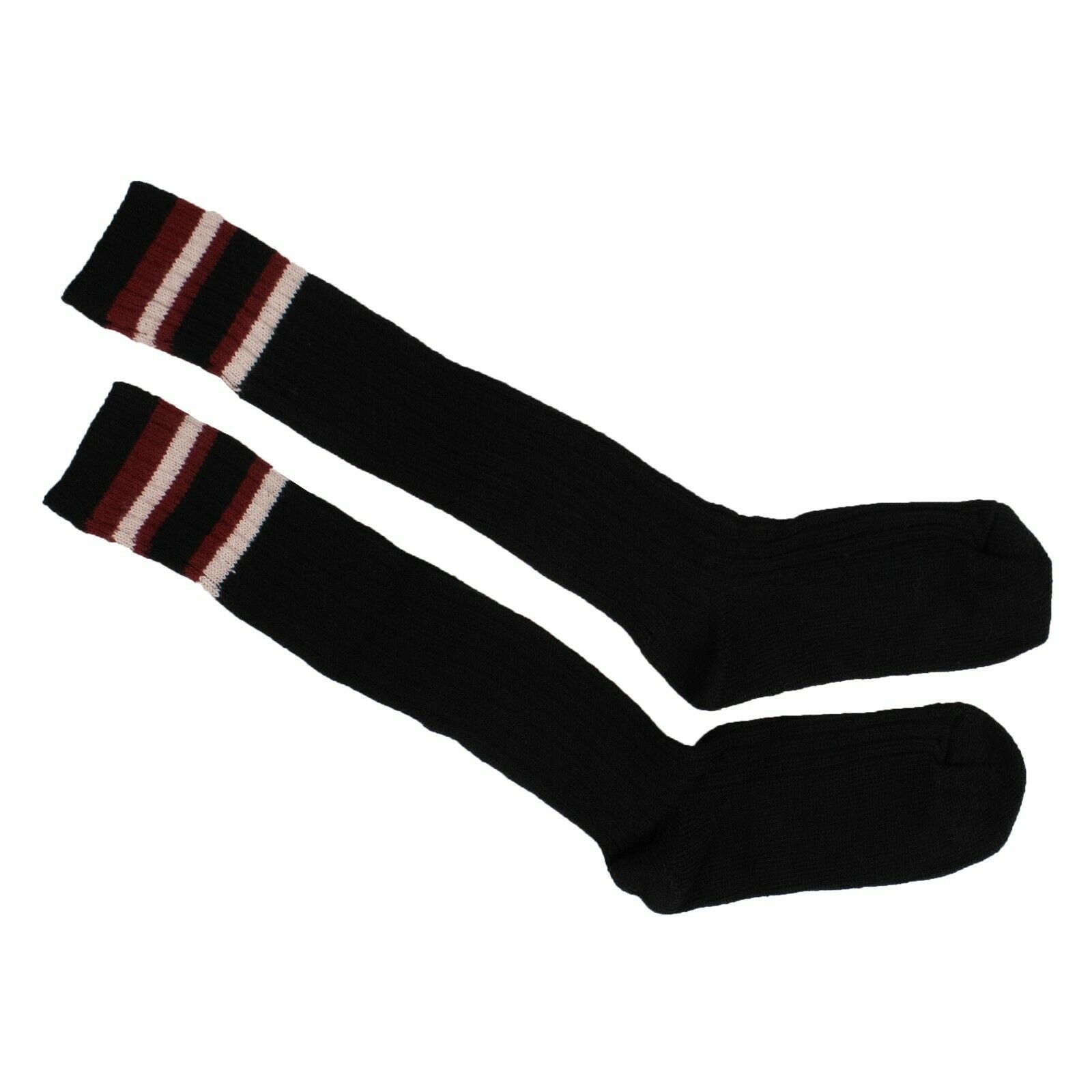 Palm Angels gerippte kniehohe Socken mit Streifen in Schwarz/Bordeaux