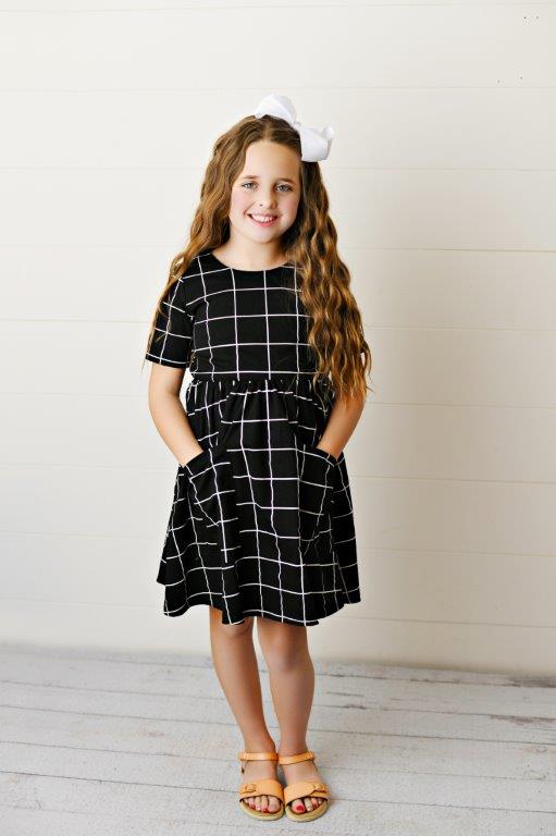 Twirl-Kleid mit Fensterkaromuster