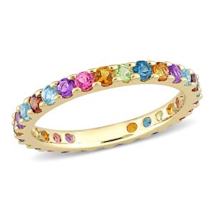 Mimi & Max Eternity-Ring mit mehrfarbigen Edelsteinen, 1 1/10 ct TGW, 10 K Gelbgold