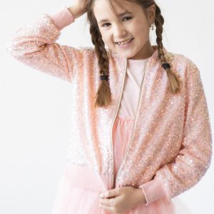 Jacke – Pailletten, Pfirsichfarben