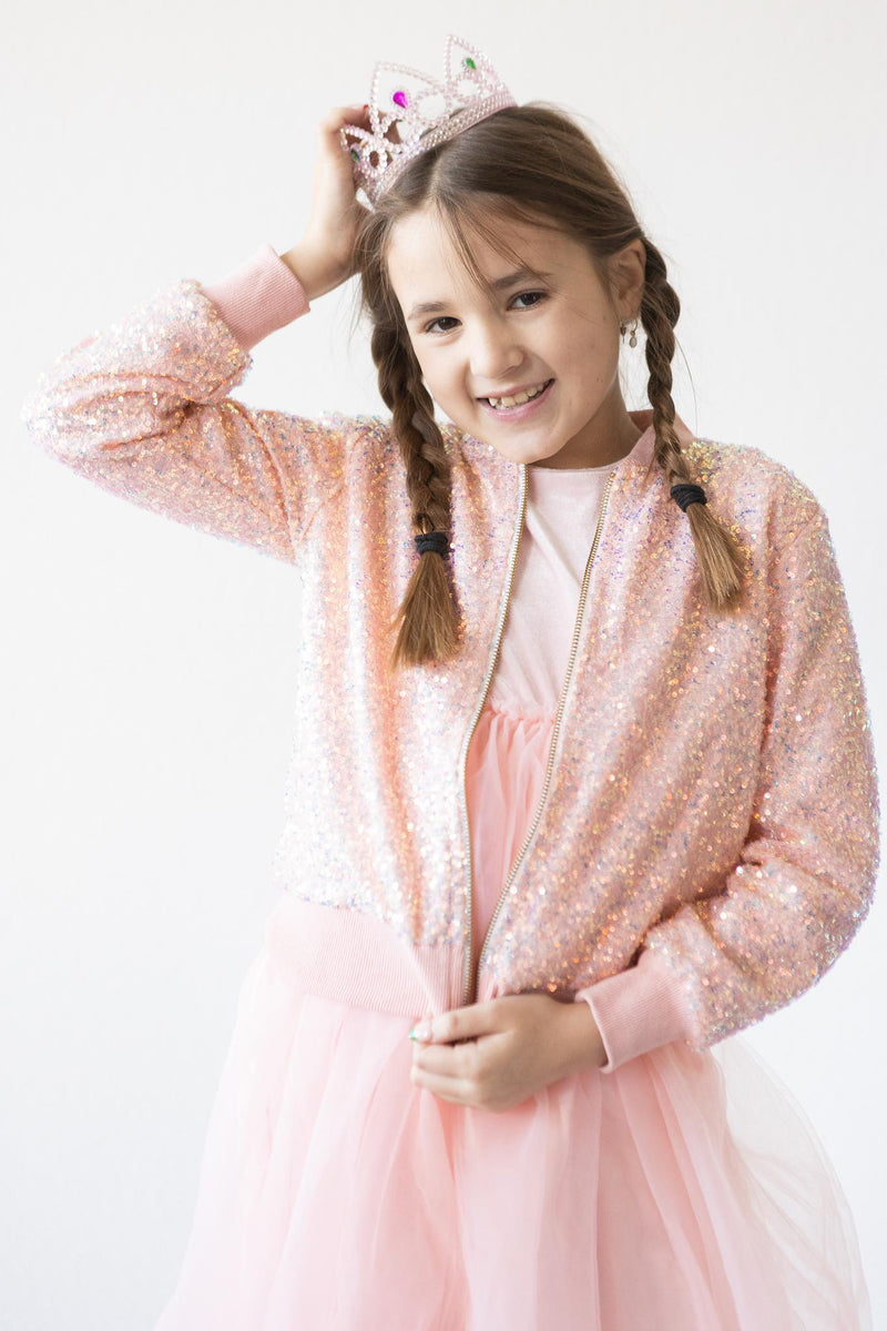 Jacke – Pailletten, Pfirsichfarben