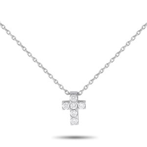 Van Cleef & Arpels Diamant-Kreuzhalskette aus 18 K Weißgold – VC10-051524