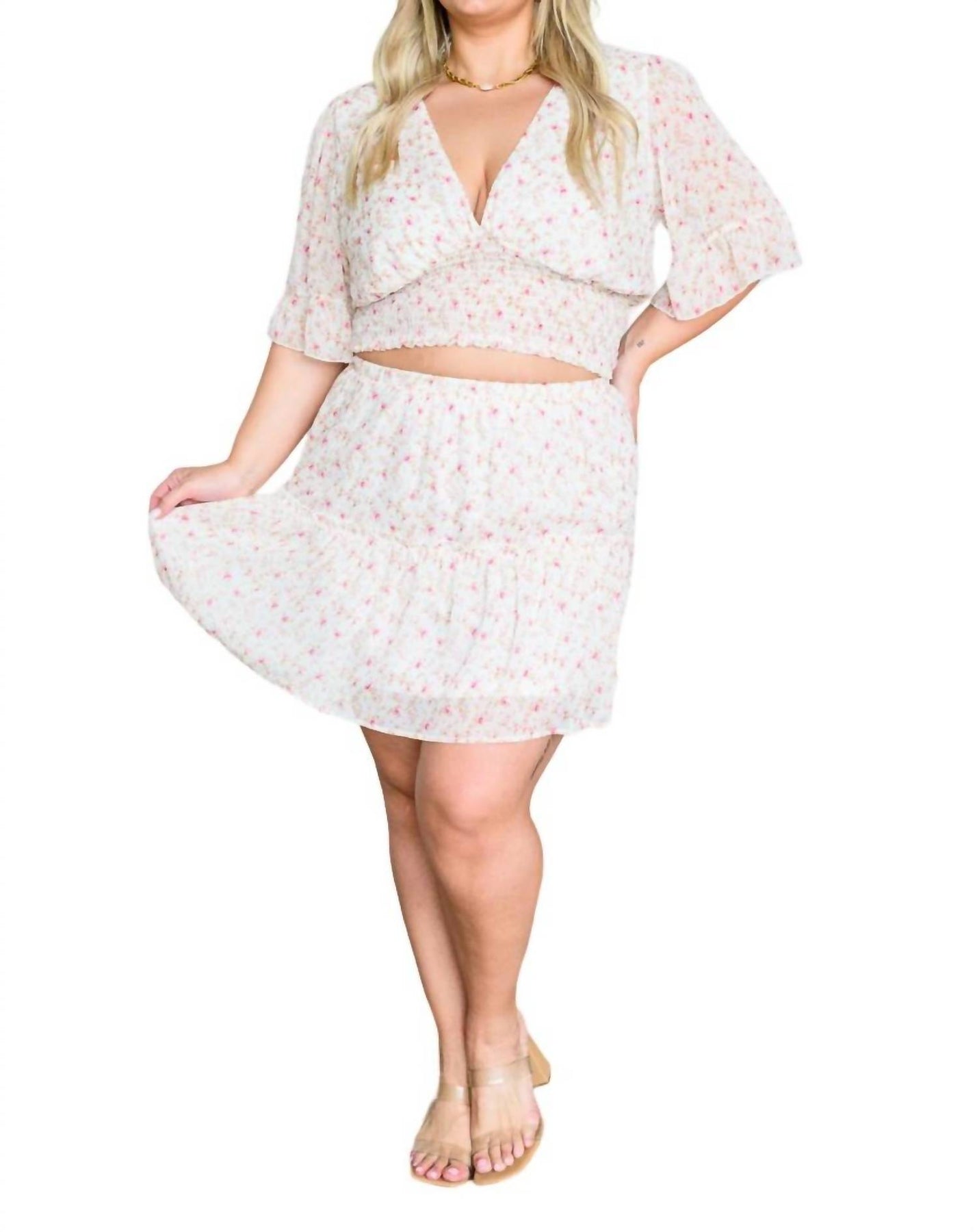 City Sweethearts Rock-Set mit Blumenmuster in Rosa
