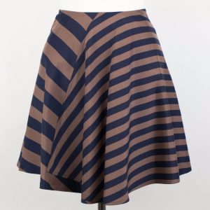 Rock – Seidenmischung, Marineblau, Damen, Braun, ausgestellt