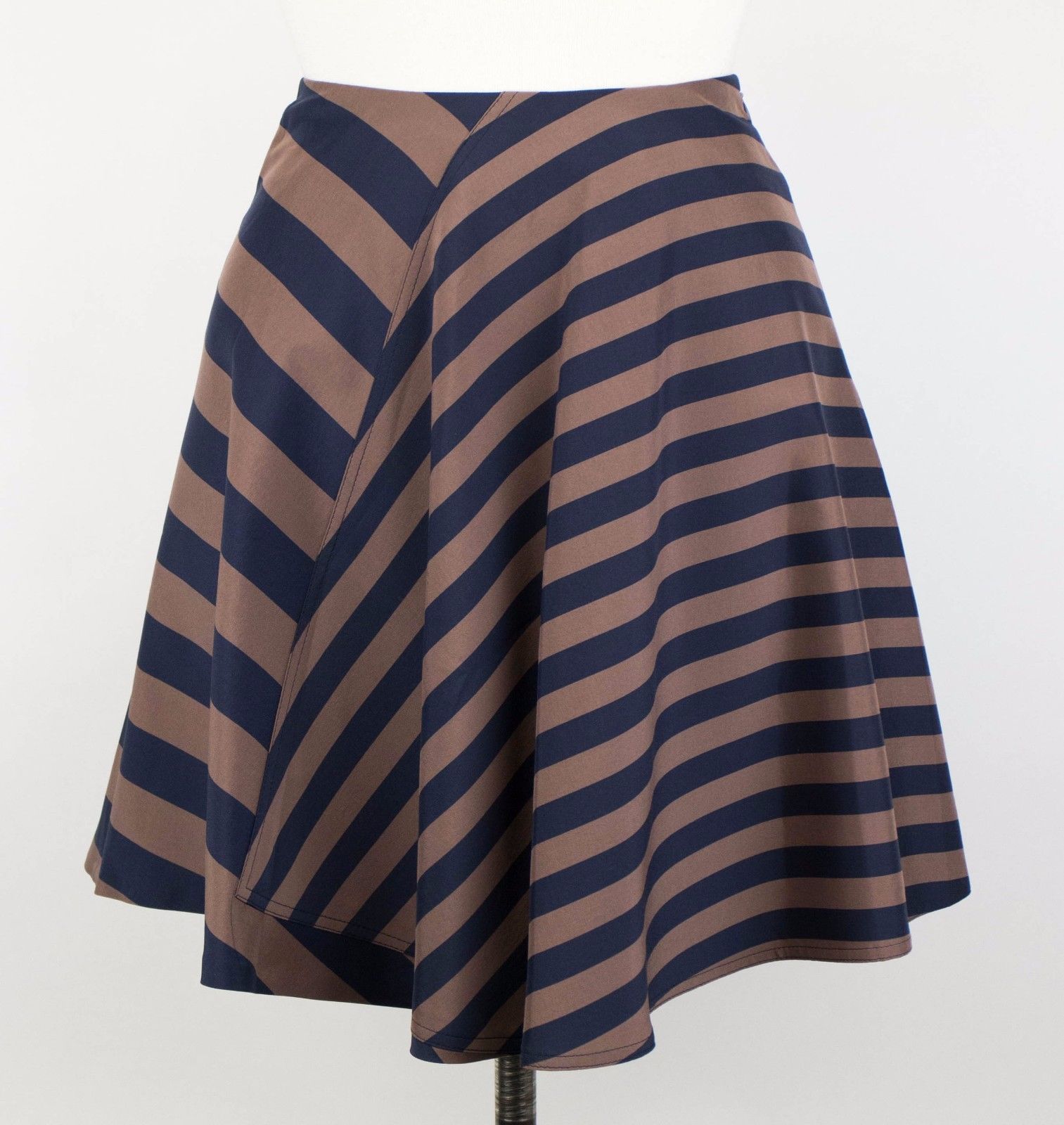Rock – Seidenmischung, Marineblau, Damen, Braun, ausgestellt